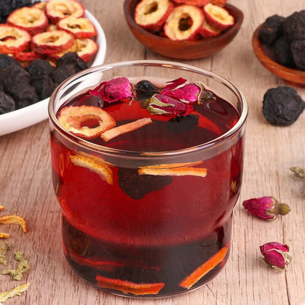 Hawthorn Roselle Mulberry Rose Herbal Tea Blend Natural Ingredients