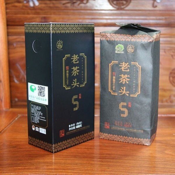 LAO CHA TOU * Ba Jiao Ting Old Tea Head 5 Years Aged Puer Tea 400g Ripe Cha