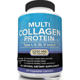 Multi Collagen Pills 2250mg 180 Capsules Anti-Aging Healthy Joints Hair Skin