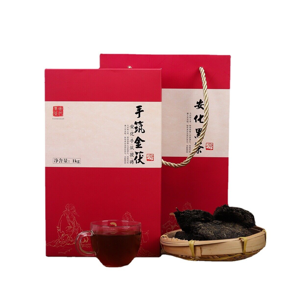 1kg Hunan Anhua black tea hand-built por brick black tea Anhua black tea Tian Fu Main image