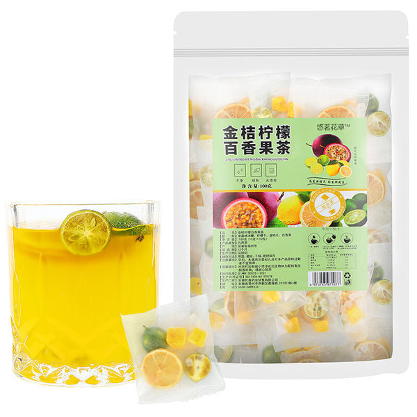 Summer Cold Brew Kumquat Lemon Fruit Tea Green Orange Lemon Passion Fruit Tea