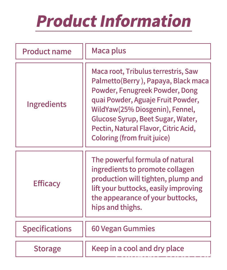 Maca Plus Gummy HIP BUTT ENLARGEMENT 100% Pure Natural Big Butt Gummies