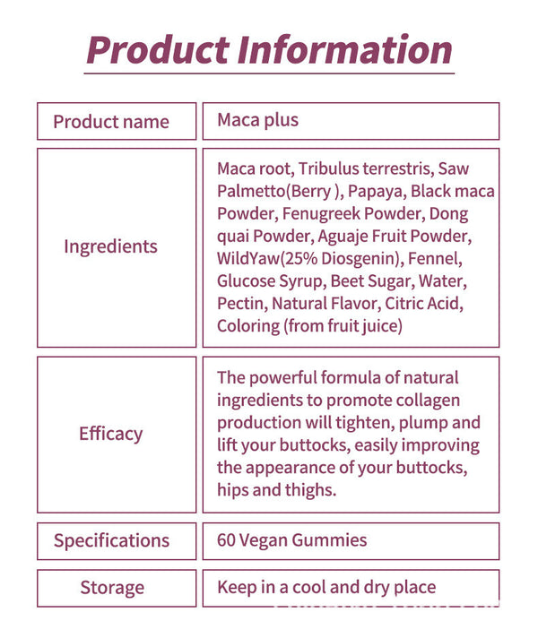 Maca Plus Gummy HIP BUTT ENLARGEMENT 100% Pure Natural Big Butt Gummies