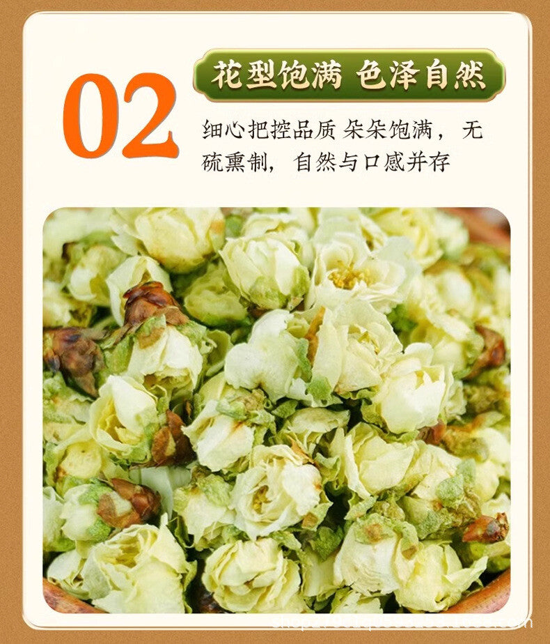 Apricot Plum Green Tea with White Red Rose Buds Loose Leaf Natural Blend in Jar