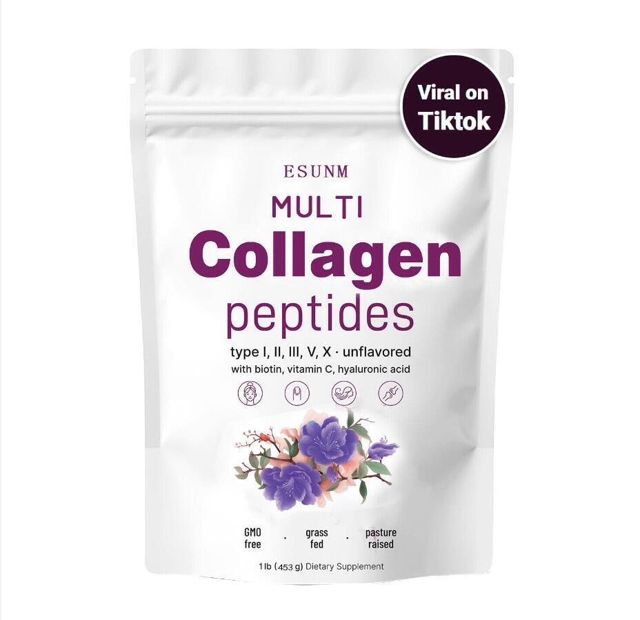 Multi Collagen Peptides Powder - Hydrolyzed Protein Peptides (Type I,II,III,V,X)