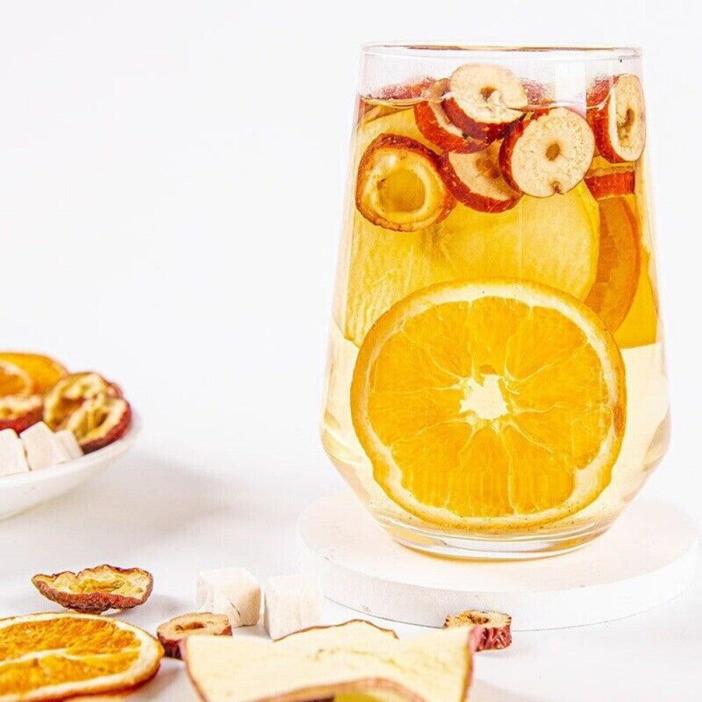 Apple Hawthorn Poria Herbal Tea Dried Fruit Slices Natural Blend Orange Peel