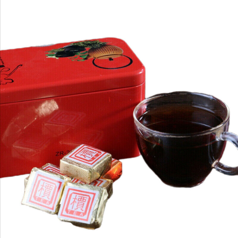 Top 250g Pu-Erh Small Square Brick Pu'er Tea In Iron Box Health Care Black Tea Main image
