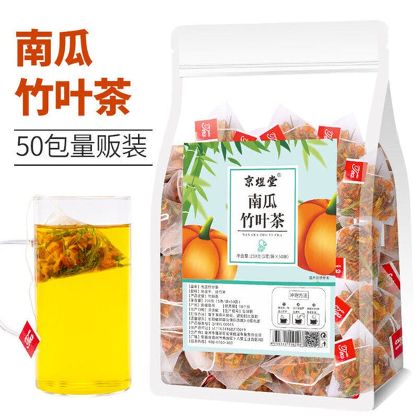 Pumpkin Bamboo Leaf Herbal Tea Pyramid Bags Floral Health Support Blend