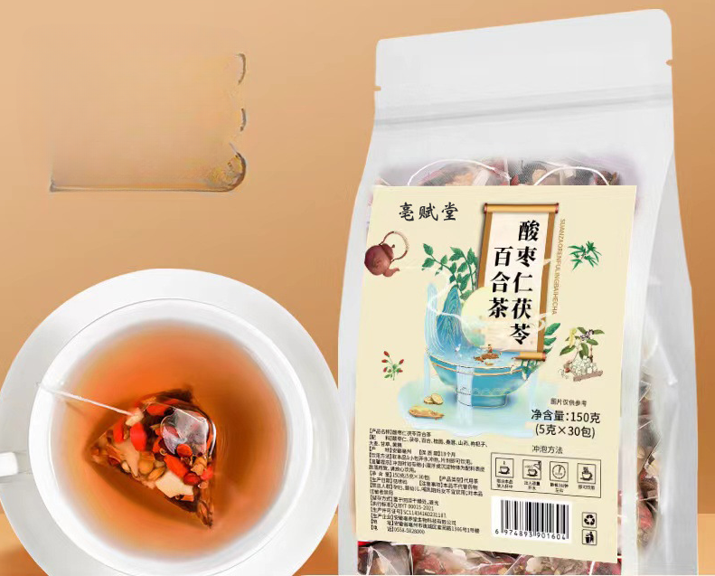 Sour jujube kernels Poria cocos lilies mulberries goji berries yams herbal tea