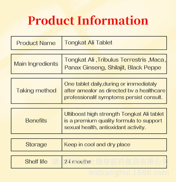 Tongcat Ali Tablet Verbesserung Tablet Männer Power Energy Candy 60 Gummis