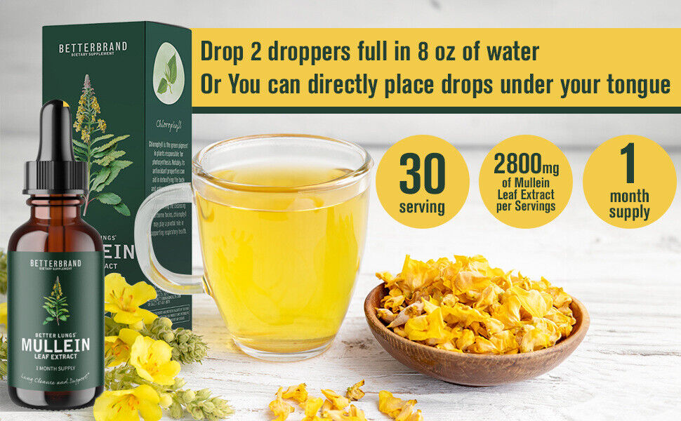 Support Lung Cleanse Mullein Leaf Extract Drops All-natural Ingredients