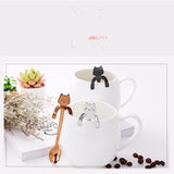 Stainless Steel Spoon Dinnerware Cat Coffee&Tea Spoon Kitchen Flatware Tableware