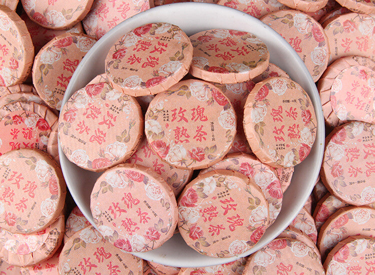 Fragrant Flower Tea Yunnan Pu-erh Tea Cake with Rose Petals Aged Rose Pu-erh Tea