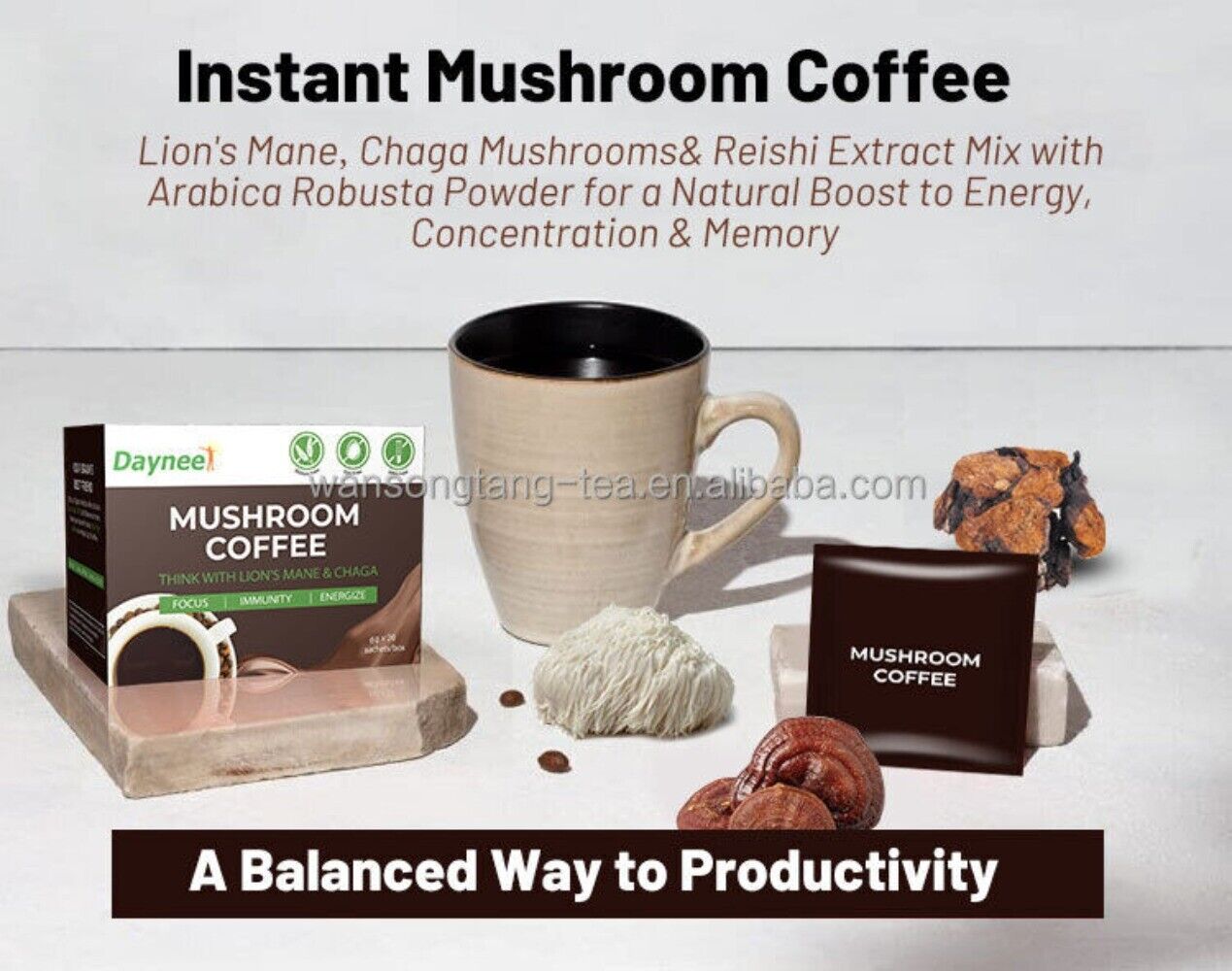 Weight Loss Coffee Powder Mushroom Coffee Drink Healthy Slimming Beverage