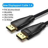 10K DisplayPort Cable 8K@60Hz 4K@165Hz 40Gbps Display Port Audio Cable