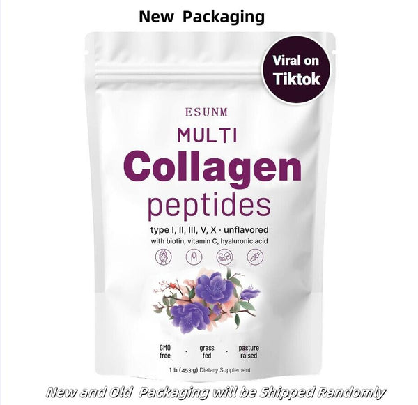 Multi Collagen Peptides Powder - Hydrolyzed Protein Peptides (Type I,II,III,V,X)