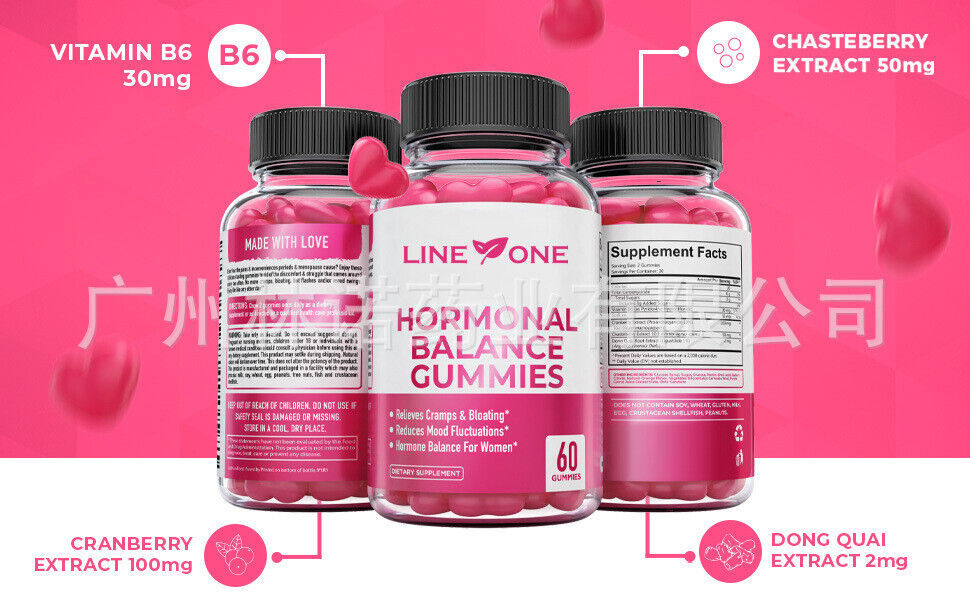 2 bottles Hormonal Balance PMS Relief 60 Gummies-Strawberry flavor