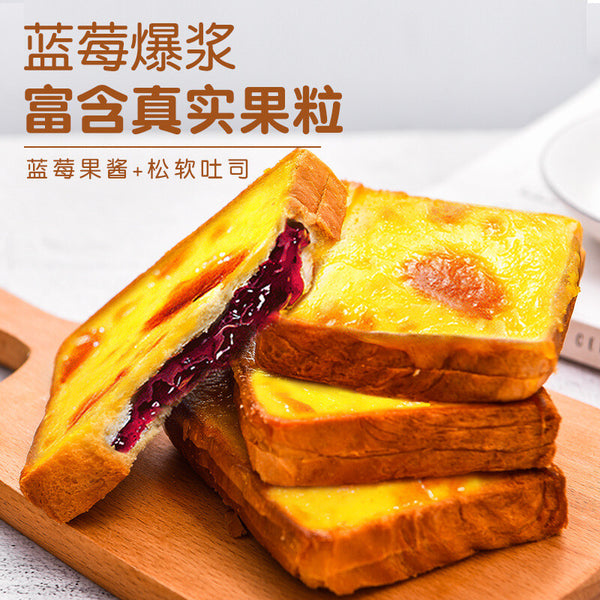 Breakfast cake snacks, blueberry cheesecake toast suitable for all ages