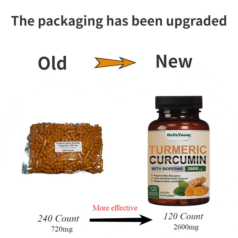 Tumeric (Turmeric) Root Powder Capsules (Curcuma longa) 2600 mg 120 count Secondary image