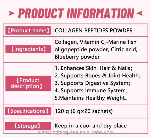 Kollagen Peptide Pulver Drink Whitening Glow Enzyme Proteine Pulver 6g*20bags