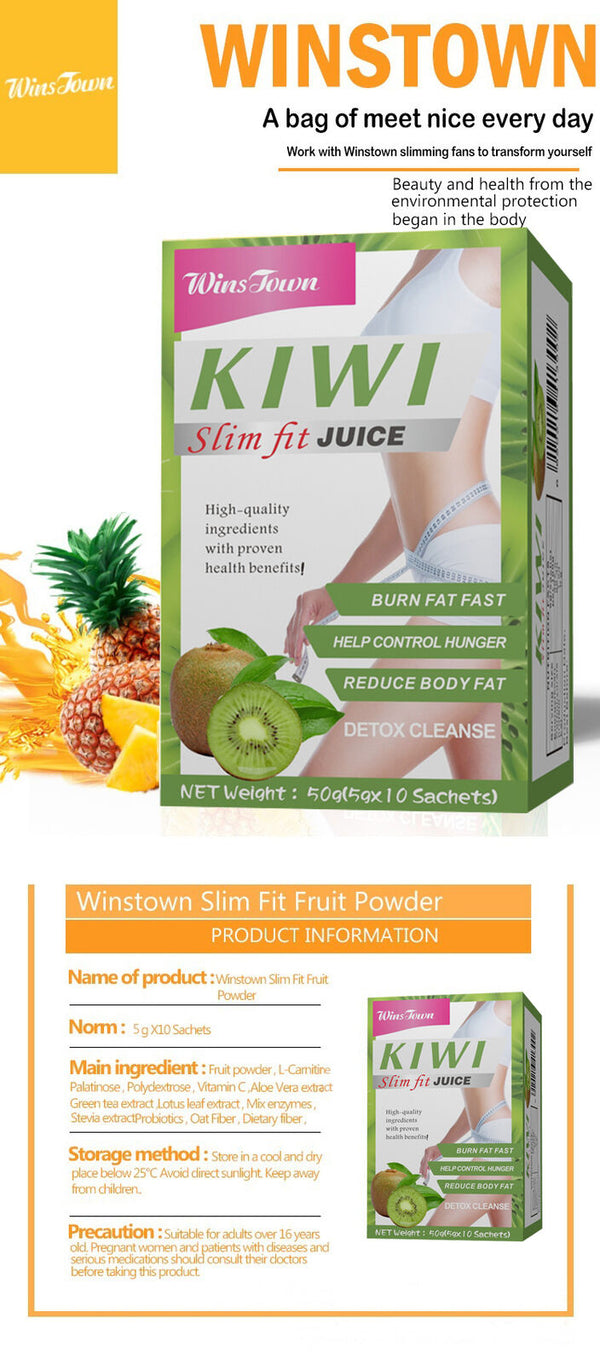 Kiwi Instant Fit Fruit Juice Flat Tummy Weight Loss Beauty Detox Powder 5g*10bag