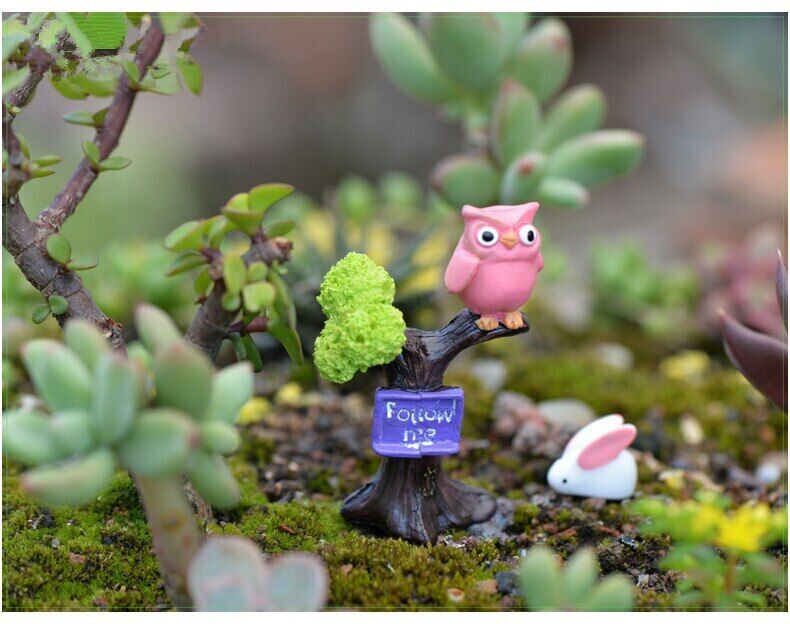 Mini 2pcs Branch Owl Bottle Decoration Supplies Moss Micro Landscape Deco Garden