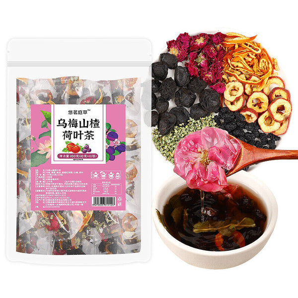 Dark plum hawthorn lotus leaf tea flowers and plants cold brewed tangerine tea
