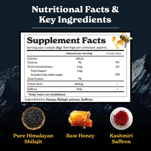 100% reine Himalaya Shilajit Sticks mit Bio-Honig natürlich süß
