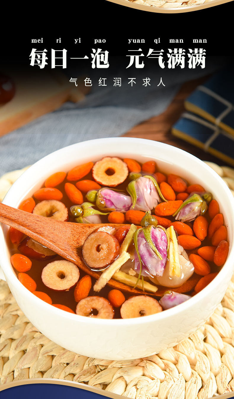 Ginger Jujube Tea with Longan Goji Berry Rose Red Dates Herbal Warmth Drink
