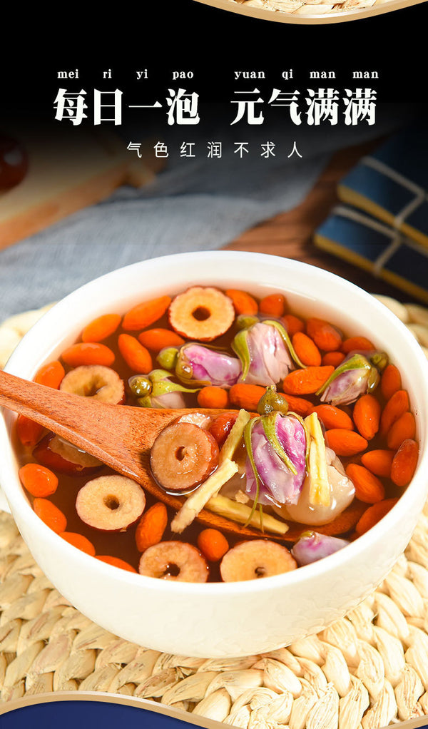 Ginger Jujube Tea with Longan Goji Berry Rose Red Dates Herbal Warmth Drink
