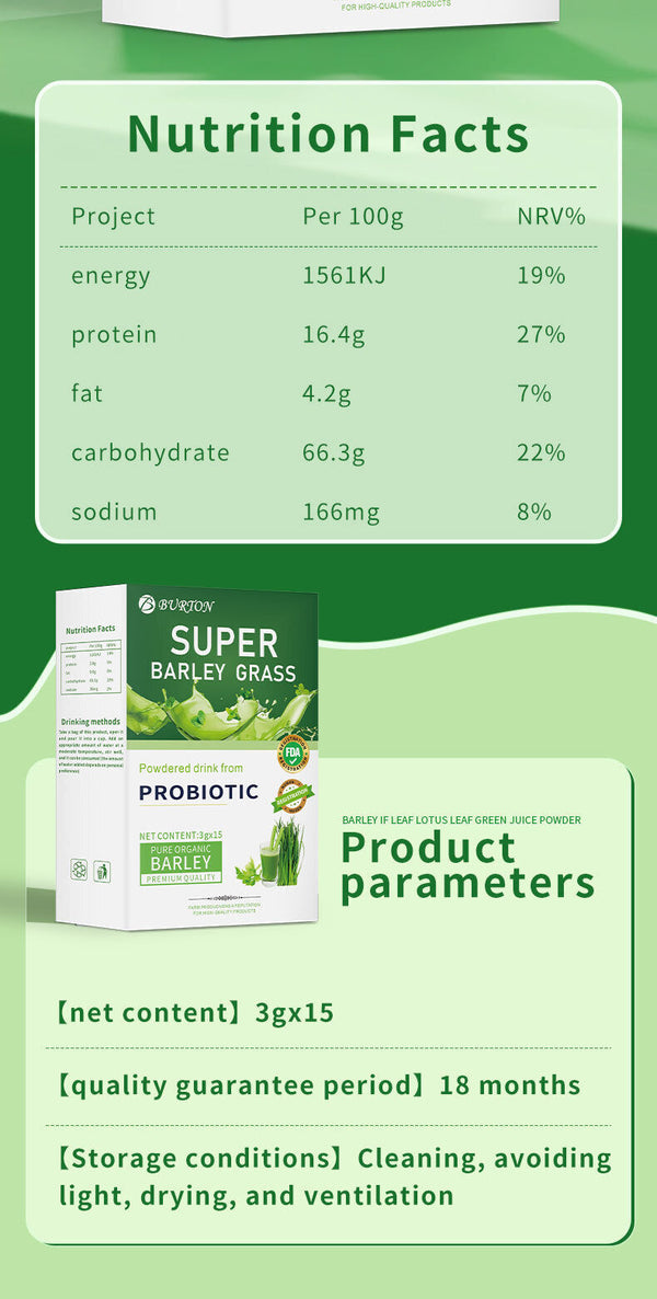 Meal replacement barley seedling green juice powder