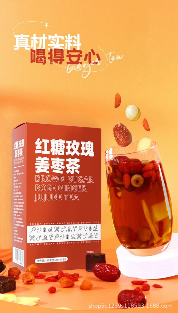Brown Sugar Ginger Tea with Red Dates Longan Goji Womens Herbal Health Blend