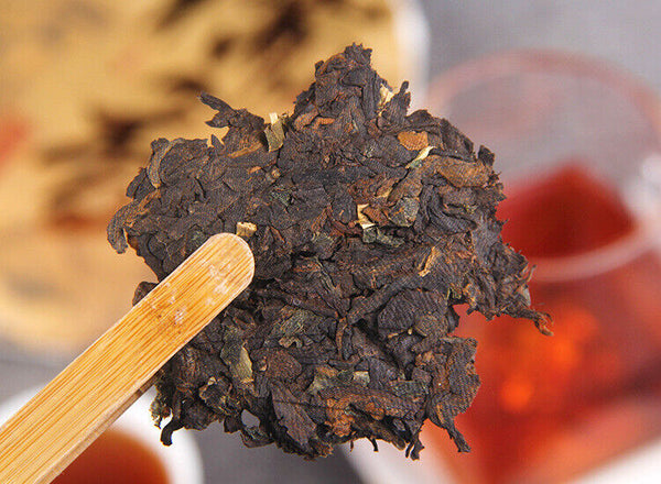 357g Pu'er Old Ripe Tea Cake Yunnan Ripe Pu'er Tea Cake普洱茶熟茶勐海糯米香普洱老熟茶饼云南熟普洱茶饼