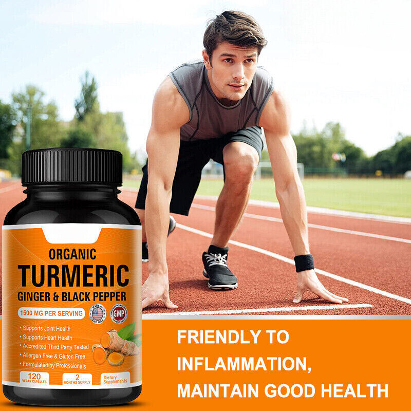 Turmeric Curcumin with Ginger & Black pepper 1500mg Triple Strength 120 Capsules