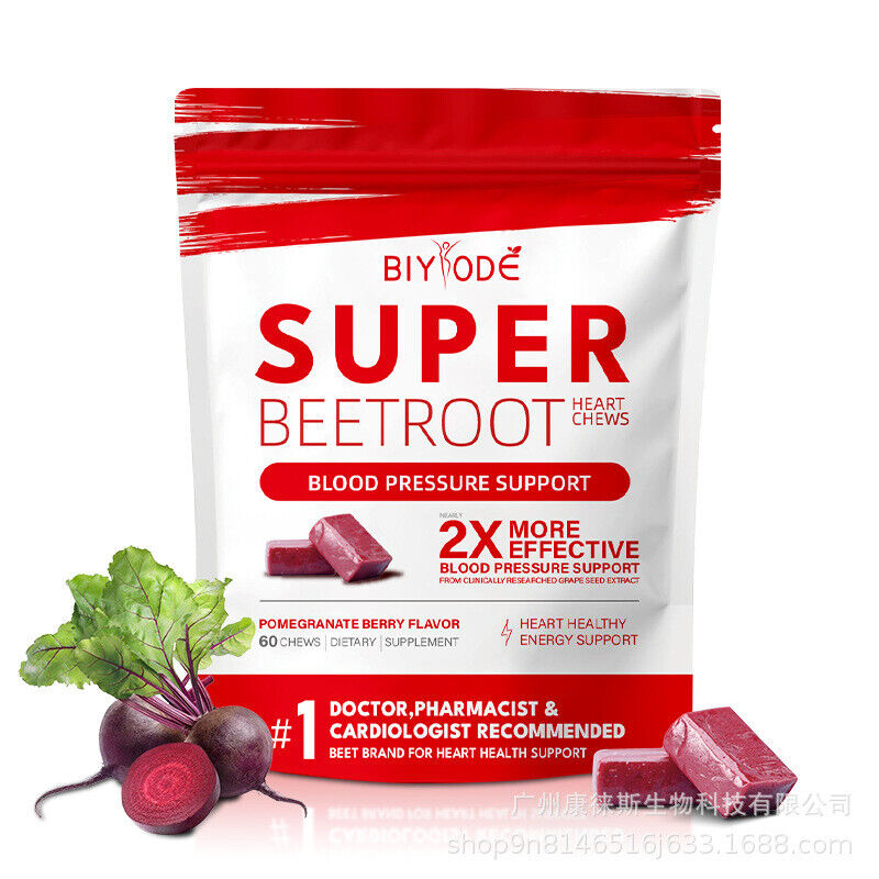 SuperBeets Heart Chews, Nitric Oxide and Blood Pressure Support Non-GMO 60 Count