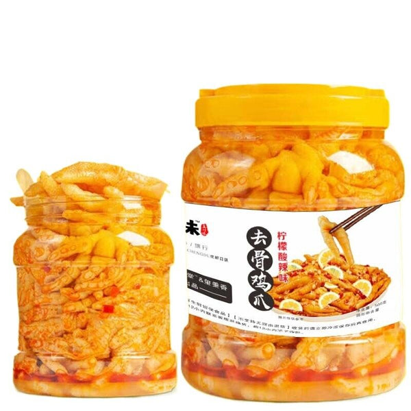 500g Boneless Hot & Sour Chicken Feet  Lemon Flavor Authentic Chinese Snack
