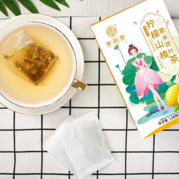 Lemon Hawthorn Barley Lotus Leaf Tea Healthy Herb Tea Bag 120g