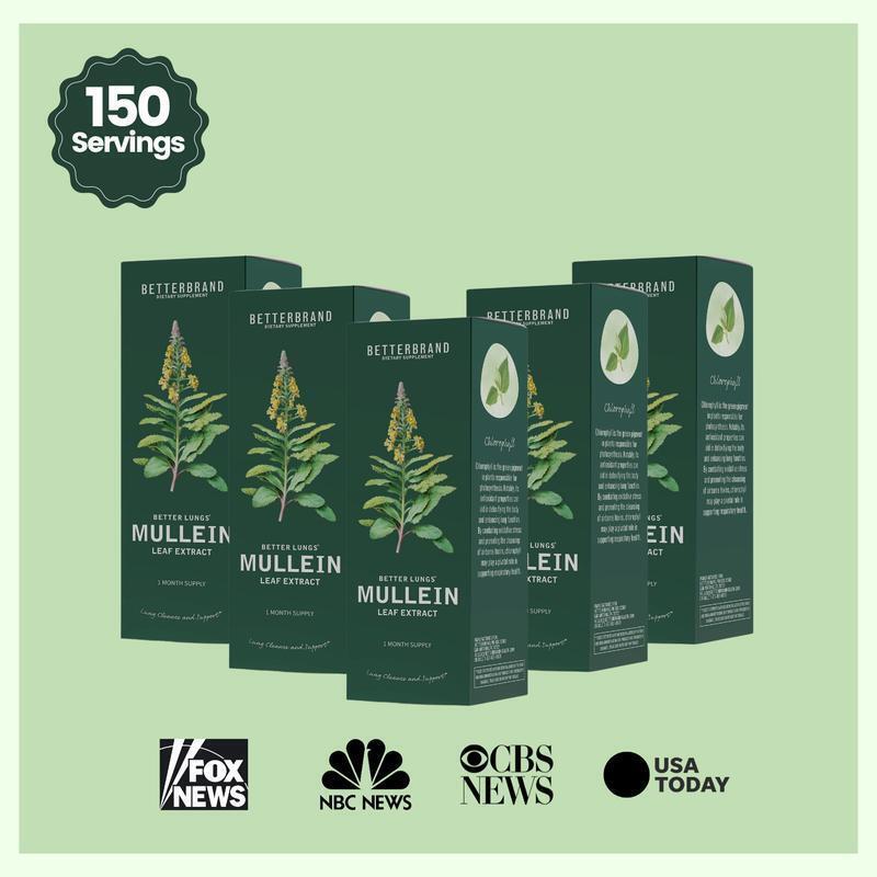 100% Support Lung Cleanse Mullein Leaf Extract Drops All-natural Ingredients