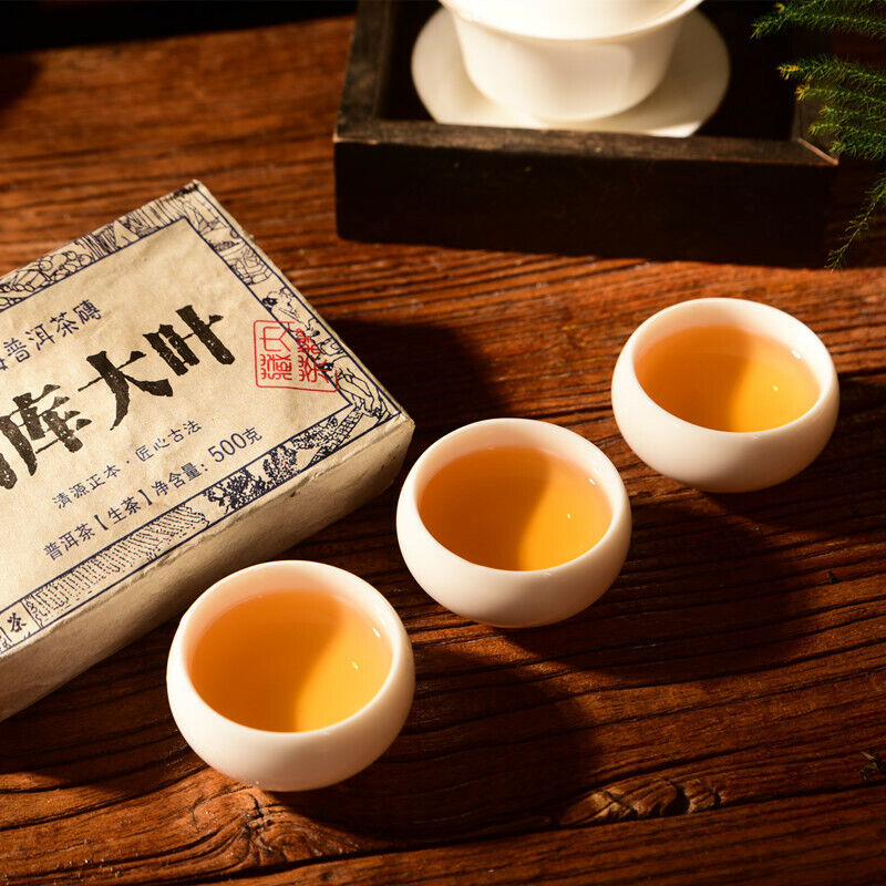 Pu-Erh Tea Ancient Tree Big Leaf Raw Tea Brick Green Tea Organic 500g Yunnan Old