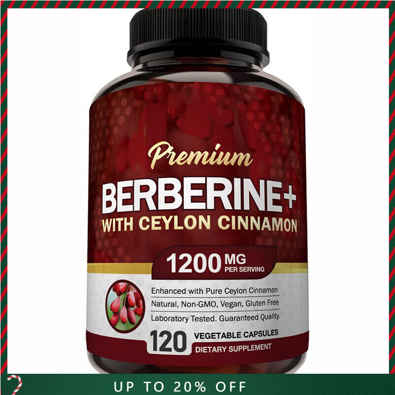 1200mg Berberine Capsules, Natural HCL Extract, Healthy Cholesterol Caps Main image