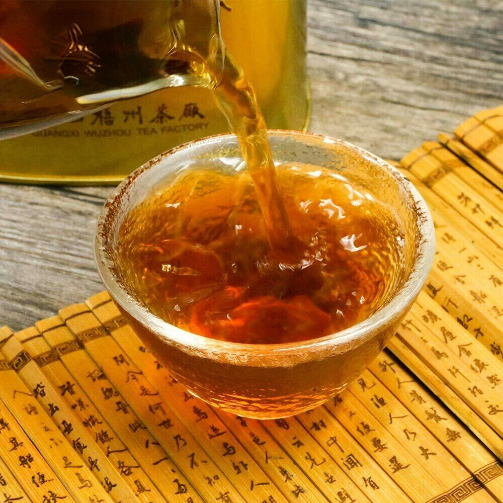 200g Three Cranes Loose Dark Tea Guangxi Liubao Box Tea Hei Cha Golden Jar