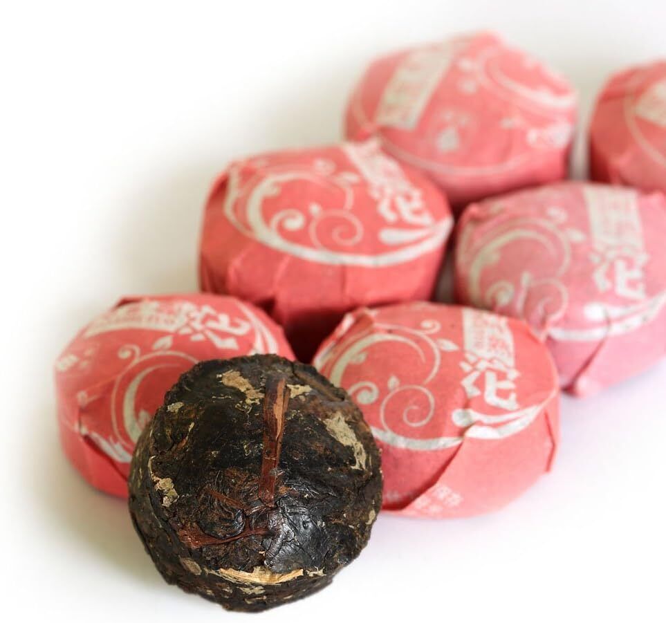 Puerh Tea Cake 20Pcs 4.23oz Year Ripe/Shu Lotus Leaf Flavored Puerh Tuocha Main image
