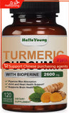 Triple Strength Turmeric Curcumin Capsules with Ginger and Bio pepper 2600mg