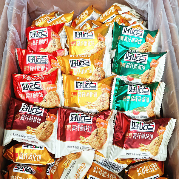 Coarse grains, vegetables, biscuits, multi flavored foods, crispy snacks