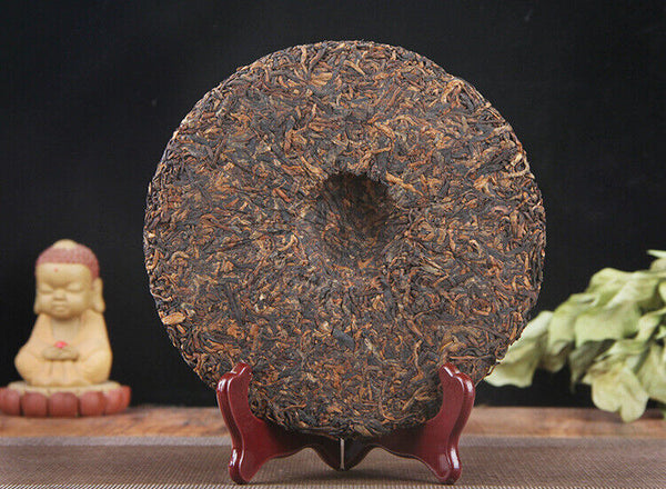 357g Yunnan Pu'er Ripe Tea Cake 云南普洱熟茶西双版纳茶区年春茶357g御贡金饼 普洱熟茶