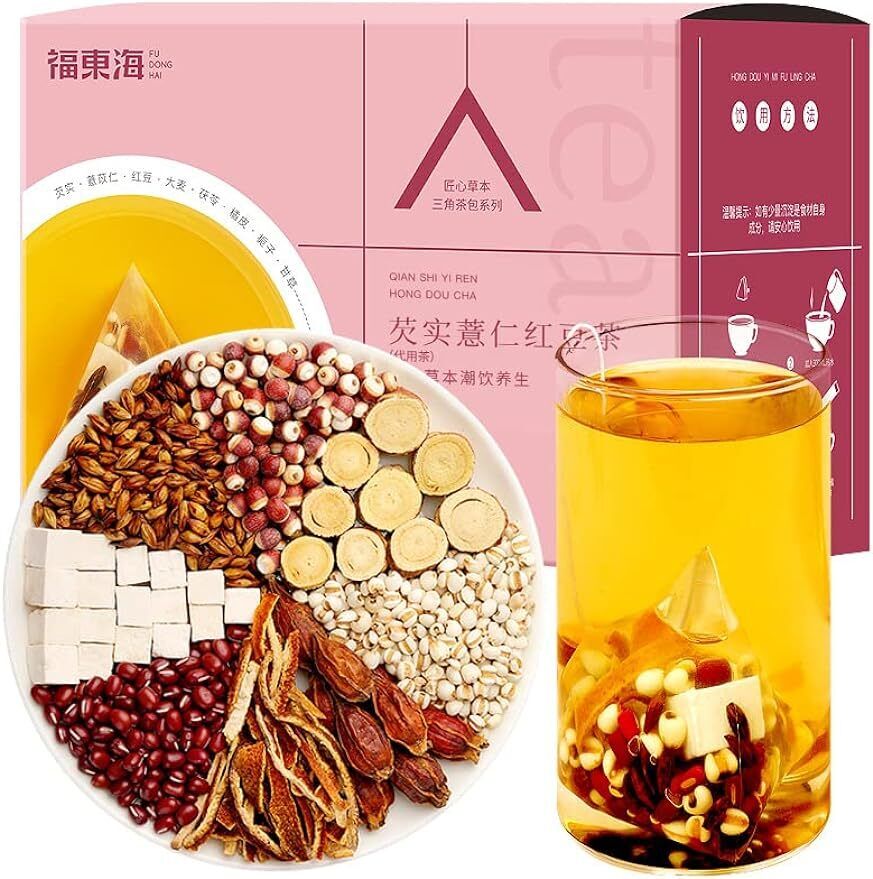 110g/3.88oz 22 cups红豆薏米芡实茶 Red Bean Pearl Barley Gorgon Fruit Tea Bags Secondary image