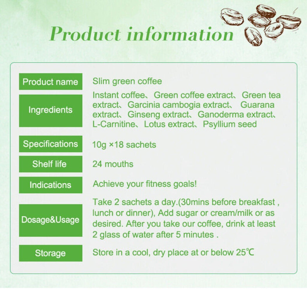 Slimming Green Coffee Diet 10gx18 Instant Weight Loss Herbal