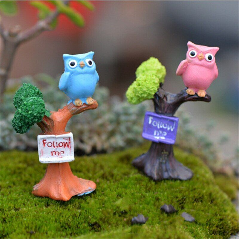 Mini 2pcs Branch Owl Bottle Decoration Supplies Moss Micro Landscape Deco Garden