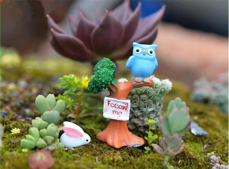 Mini 2pcs Branch Owl Bottle Decoration Supplies Moss Micro Landscape Deco Garden