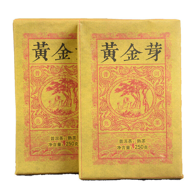 Yunnan Pu'er Ripe Tea Golden Bud Ripe Tea Brick 250g